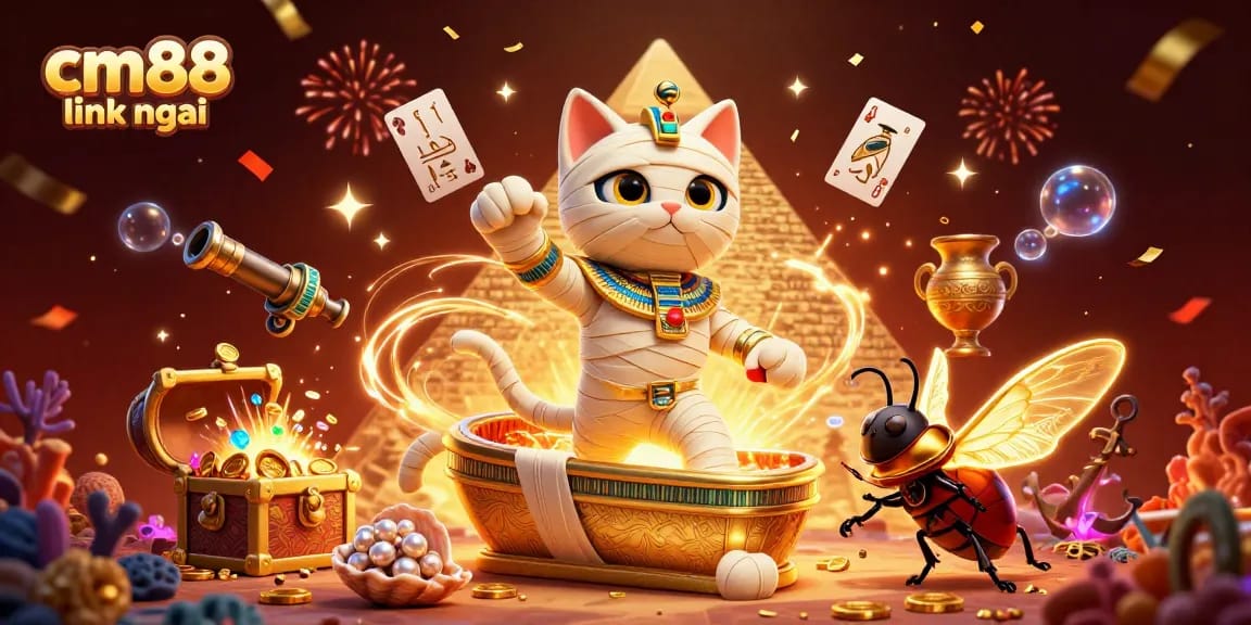 Experience the thrilling cm88 link mới atmosphere with a lively casino scene featuring captivating characters and game elements.