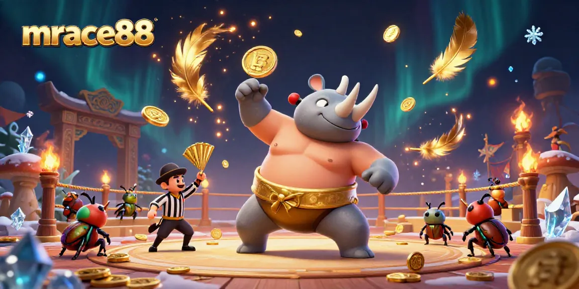 Experience the lively action at mrace88 casino with an epic sumo showdown featuring the rhinoceros beetle champion.
