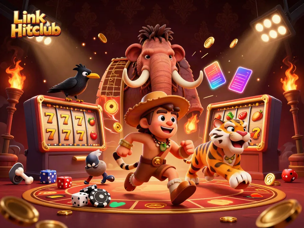Spin the reels at Link Hitclub with unique caveman-themed casino elements and vibrant gameplay!
