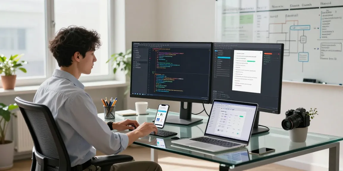 Creative workspace showcasing software development process at the WPS Official Website.
