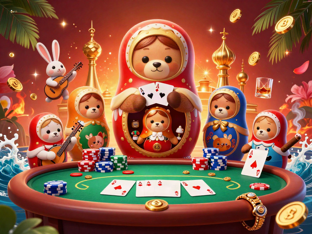 Engage in exciting gameplay with 8kbet, illustrated by dynamic casino themes featuring festive characters and vibrant poker elements.
