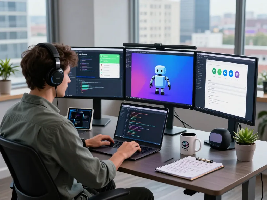 Dynamic coding session showcasing Clawdbot AI assistant's integration across platforms in a modern workspace.