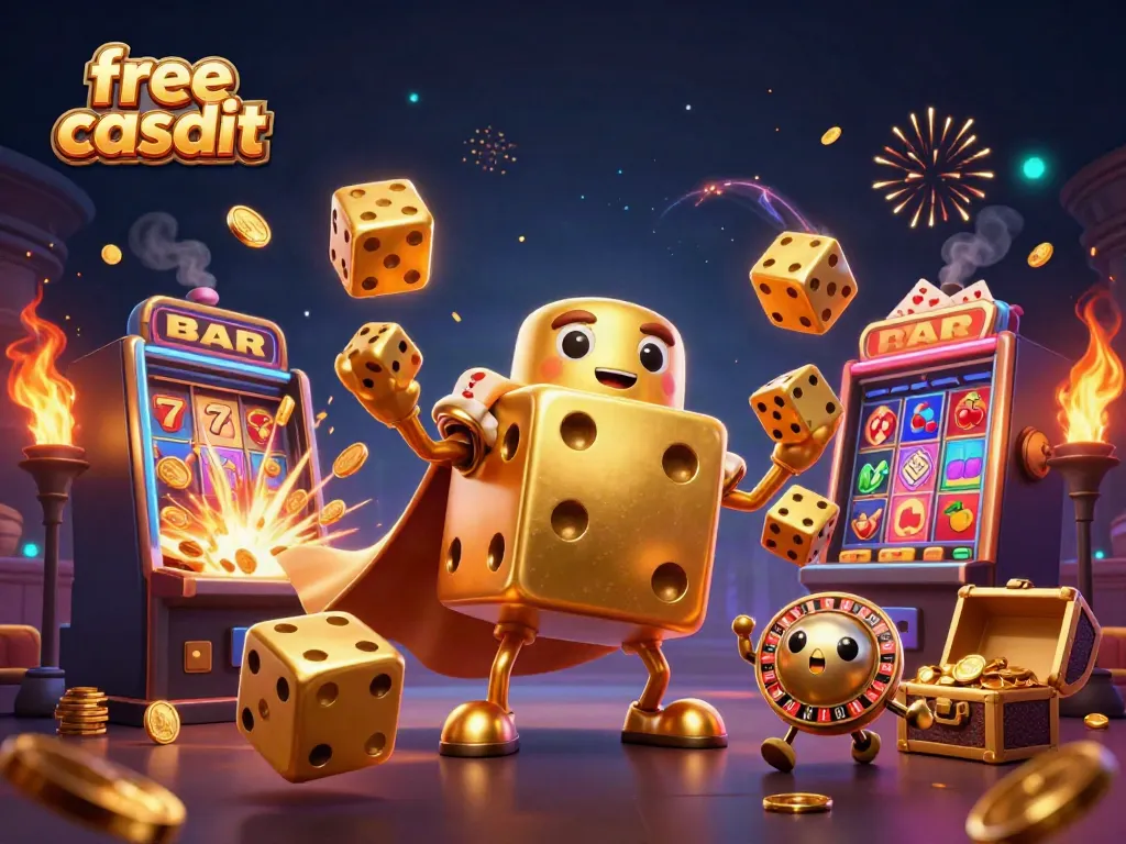 Experience excitement with our free credit casino digital illustration showcasing dynamic casino gaming elements.