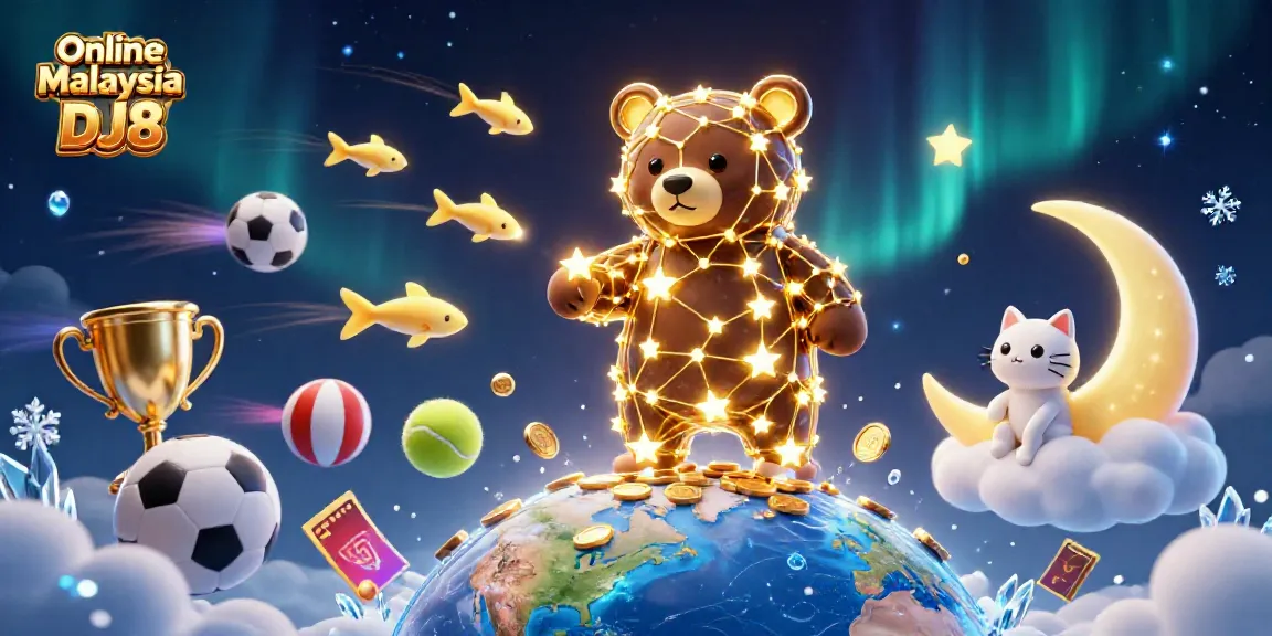 Experience online betting thrills with Online Casino Malaysia DJ8 in this vibrant celestial scene.