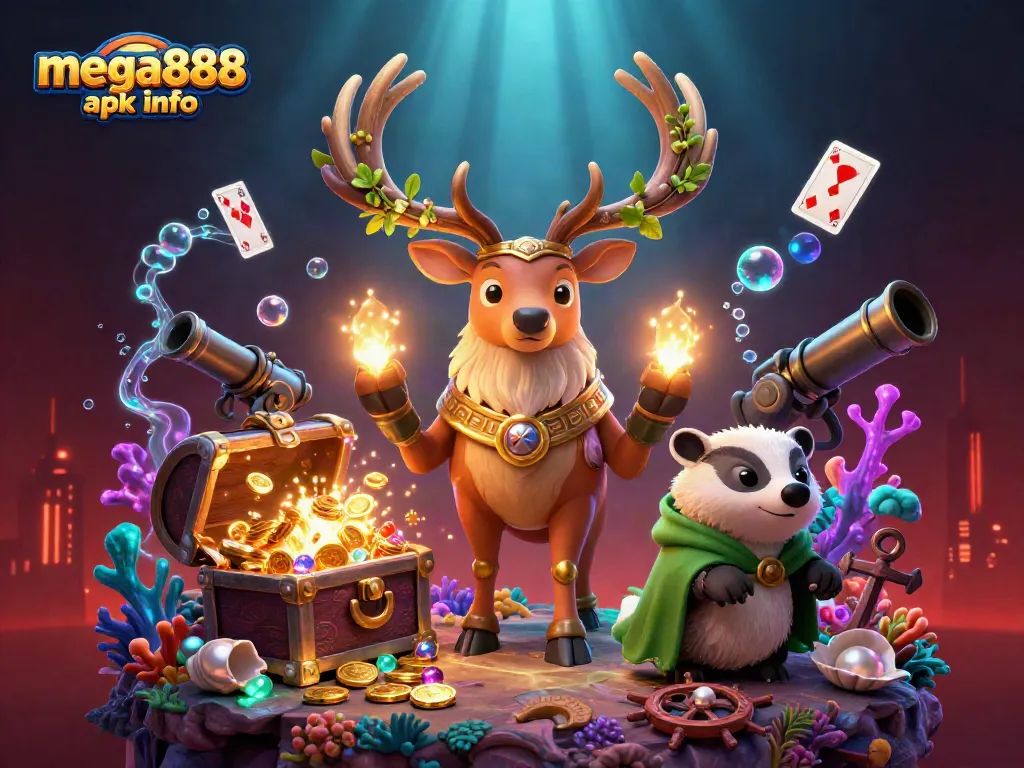Engage with mega888 apk info for thrilling online casino games in a vibrant 3D scene
