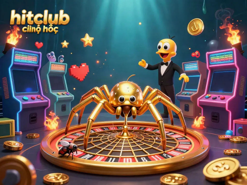 Bet on hitclub chính thức at a 3D casino scene with colorful game elements and lively characters.