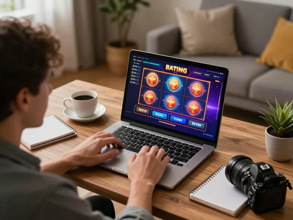 Engaging gaming session on a laptop showcasing cm88 slots interface and responsible betting strategy.