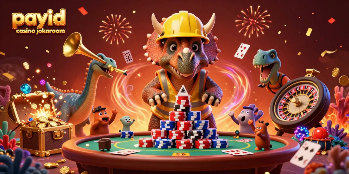 Enjoy the best gaming experience at payid casino jokaroom, with a fun, vibrant 3D casino illustration.