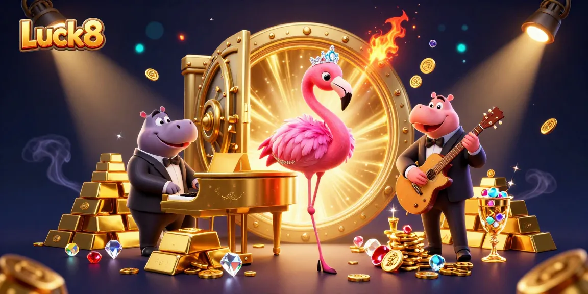 Experience the excitement of Luck8 with vibrant casino elements and engaging characters in an energetic scene.